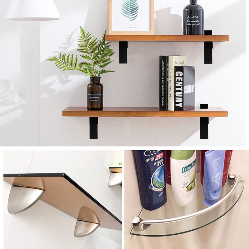 Adjustable Glass Shelf Bracket, Qikuver Adjustable Wood/Glass Shelf Bracket Wall