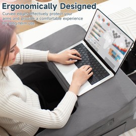 BayHomes Reading Pillow for Gaming/Lap，Lap Pillow with Cup Holder for Reading, Working, Sitting in Floor Sofa, Lap Pillow with Cup Holder Pocket,Grey