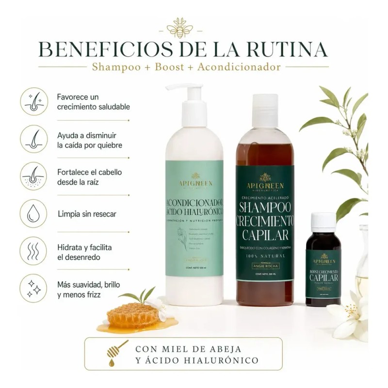Shampoo Crecimiento Con Boost Y Acondicionador Apigreen