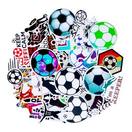 cobee Fußball Aufkleber, 50 Stück Sport Fußball Aufkleber Wasserdicht Wasserflaschen Fußball Vinyl-Aufkleber Fußball Geschenke für Teenager ästhetisch trendiger Aufkleber für Scrapbooking Laptop