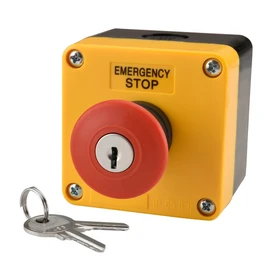Heschen Red Sign Weatherproof Emergency Stop Switch Push Button Switch 660V 10A with Box & Key (1NO1NC)