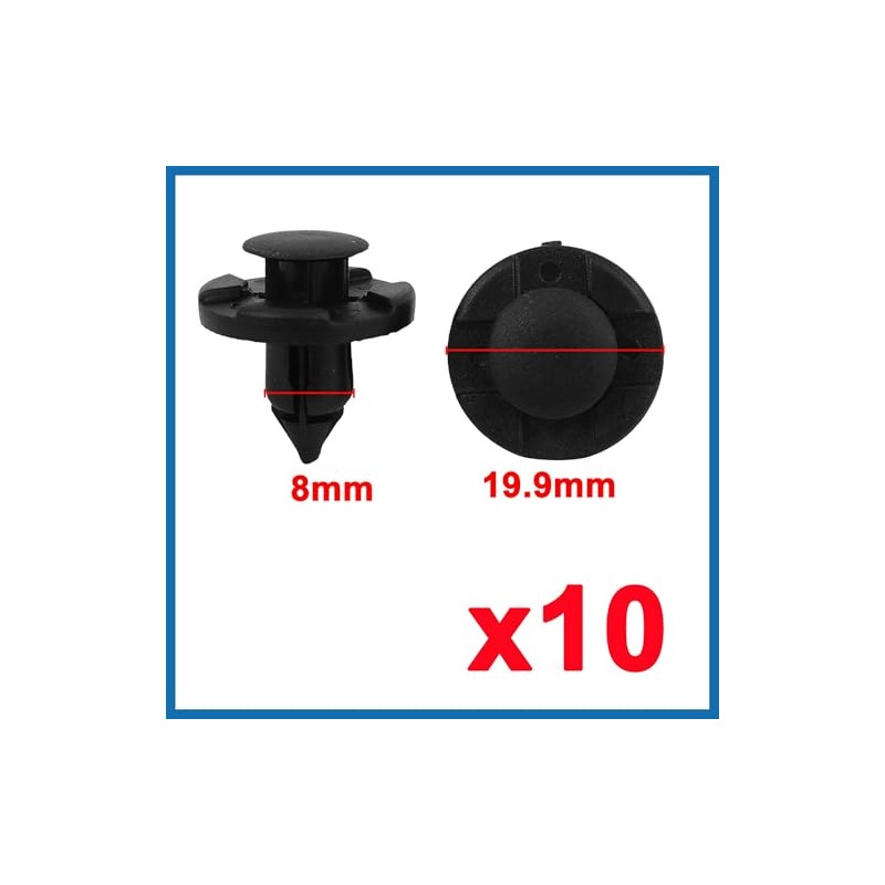 A ABSOPRO 10 Plastic Bumper Fender Flare Fastener Rivet 8mm