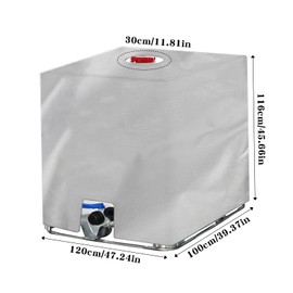 KYSUN IBC Tank Cover 1000L, IBC Tank Container Cover, Water Tank Tarpaulin IBC Tank Covers, 1000L Water Tank Accessories, Protective Tarpaulin Rainwater Tank for Water Barrel 1000L, 116 x 100 x 120 cm, Silver