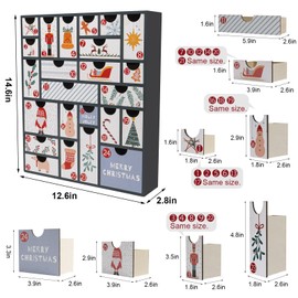 flangairy Christmas Countdown 2023 Decoration, 24 Days Till Fillable Wooden Advent Calendar With Large Drawers Doors Reusable Refillable Vacation Nativity Calendar Kids Fill Your Own Empty Boxes