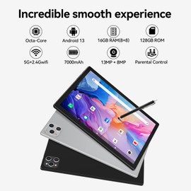 Android Tablet 10 Inch, 2024 Newest Android 13 Tablet, 128GB Storage+16GB RAM (8+8Virtual), Octa-Core Processor, 5G WiFi Tablet, 2 in 1 Tablet with Keyboard and Case, 13MP+8MP Dual Camera, GPS, Black