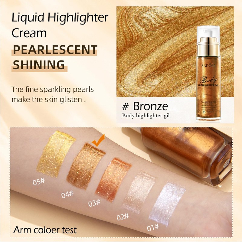 Shimmer Face And Body Oil,Silky Glow Body Glitter Cream Liquid