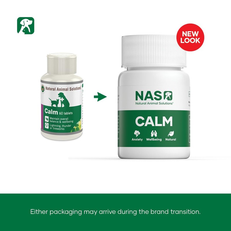 Natural Animal Solutions Calming Chewable Tablets for Dogs Anxiety Support.