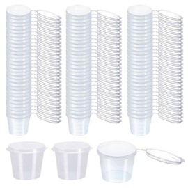 200 Pack 1 oz Clear Plastic Containers with Lids - Leakproof Disposable Mini Cups for Condiments, Dips, Salad Dressing, Pudding, Soufflé & Jello Shots | Bulk Small Storage Containers