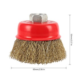 Wire Cup Brush, 6 Pack Remove Rust Brush, Rotating Brass Steel Wire Brush for Drill, Brass Plated, Steel, Crimping Wire, M14, Angle Grinder, Removes Rust, 65mm