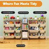 Orekemo Toy Storage Organizer, 59.6" W White 5-Shelf Bookcase/Bookshelf with