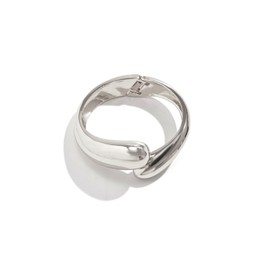 Gold Bangles Bracelets for Women Trendy, Boho Chunky Irregular Teardrop Circle Wide Snake Chain Wrist Wrap Bracelets Dainty Wedding Prom Statement Jewelry (Silver)