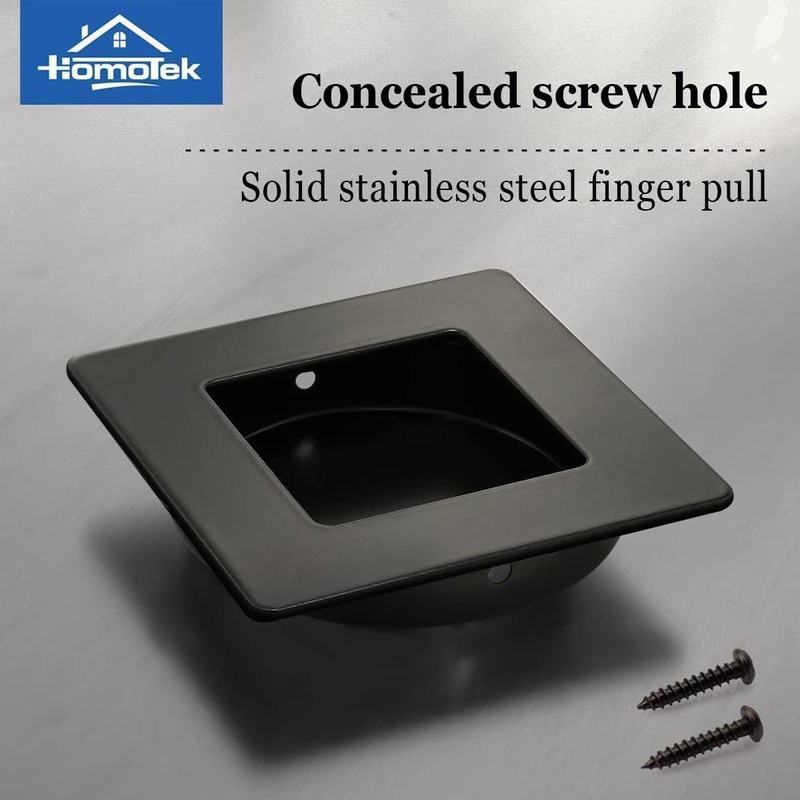 HOMOTEK 2-3/4 Inch Square Recessed Sliding Closet Door Finger Pulls,