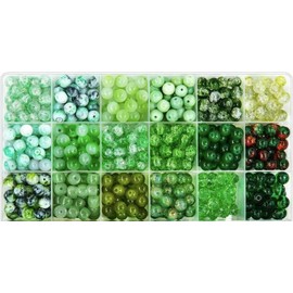 850Pcs St. Patrick's Day Beads for Bracelets Making Kit -8mm Crystal Bead Round with Gold Spacer Beads Alloy Shamrock Hat Pendants for Bracelet Spring Jewelry Making Kit Beginner Adult Craft(Green)