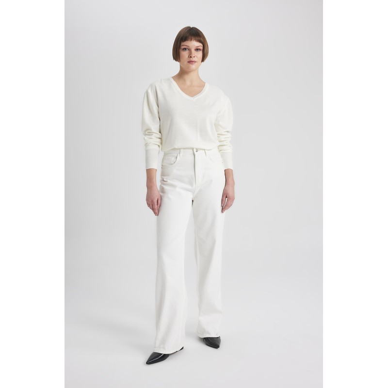 DeFacto Women's T-Shirt, ecru