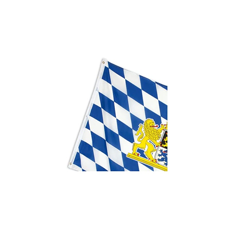 KarnevalsTeufel.de Bavaria Flag Blue/White with Bavarian Crest Decoration for Folk