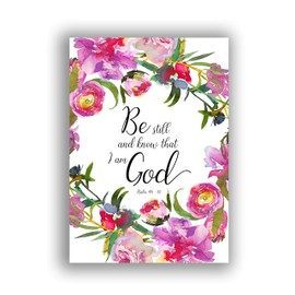 Be Still and Know That I am God Picture, Psalm 46 Print, Christian Bible Wall Art Decor A4 UNFRAMED, Crafty Cow Design