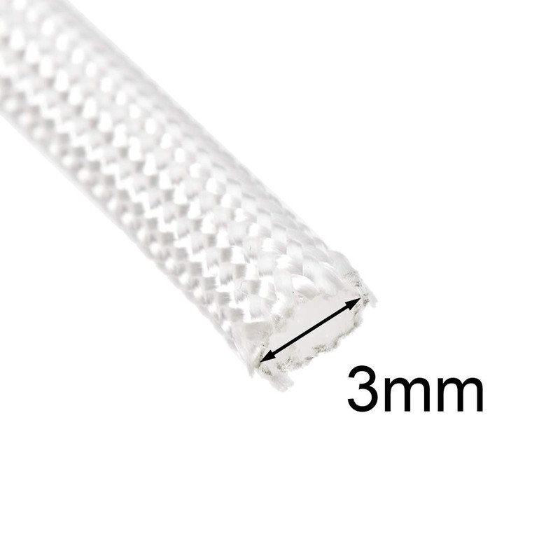 uxcell Insulation Braid Sleeving, 9.8Ft-3mm High Temp Fiberglass Sleeve White
