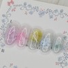 White floral handmade nail tip - Oval S / 화이트