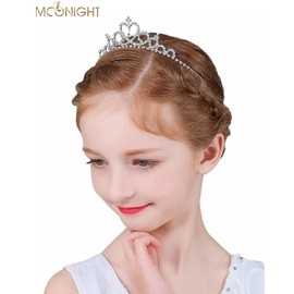 Moonight Wedding Crown for the Bride, Rhinestone Princess Tiara for Women, Prom Queen / Pageant / Bridal, Handmade Hair Accessories, Rose Gold Crown (Golden Crown, Earrings and Necklace - 3-Piece Set).