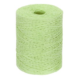 PATIKIL Natural Cotton Raffia Yarn 328 Yard, Crochet Raffia Paper Ribbon for DIY Sun Hat Beach Bag Crochet Yarn Wrapping Knitting, Light Green