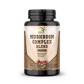 Mushroom Complex Supplement Pills Blend 50% polysaccharides - 60 Veggie Capsules - Lion's Mane, Reishi Ganoderma, Turkey Tail - for Immune Support