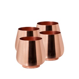 Serene Spaces Living Set of 4 Copper Plated Mini Egg Pot Vase, Decorative Vase, Floral Centerpiece at Weddings, Events, Parties, Home Dining Table, Rose Gold Vases, Measures 3" Tall & 3" Diameter
