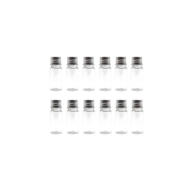 12Pcs 10ml/20ml Empty Refillable Clear Plastic Bottle with Aluminum Screw