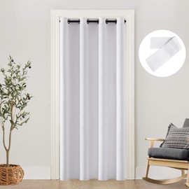 SHINELAND Closet Doors Sliding Panel,Curtain for Faux Accordion Doors 48 x 80,Puertas para Closet,White