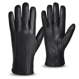 Mens Leather Gloves Cold Weather Warm Gloves with Cashmere Lined,Black,S