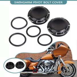 Unbranded Black Cut Swingarm Pivot Bolt Cover Cap Fit For Harley Electra Street Road Glide