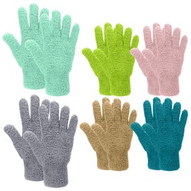 6 Pairs Microfiber Dusting Gloves,Washable Microfiber Household Cleaning Gloves for Plant Dusting House Cleaning Furniture Small Objects,Fabric Dusting Mitt,Grass Green Pink Light Green Brown Gray