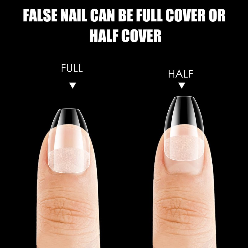 Pack of 240 Nail Tips, Fake Nails Transparent, Full Cover
