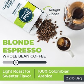 Wink Blonde Roast Whole Bean Coffee, Large 2.2 Pound Bag, 100% Arabica Coffee Beans, Single Origin Colombian, Smooth, Light, and Complex
