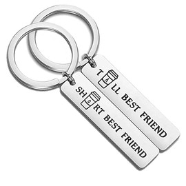FEELMEM Best Friend Gift Short and Tall Best Friends Matching Keychain BFF Friendship Jewelry Gift (silver)