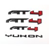 Xpipnns 4PCS Black Red Door Rear AT4 Yukon Emblems Letters