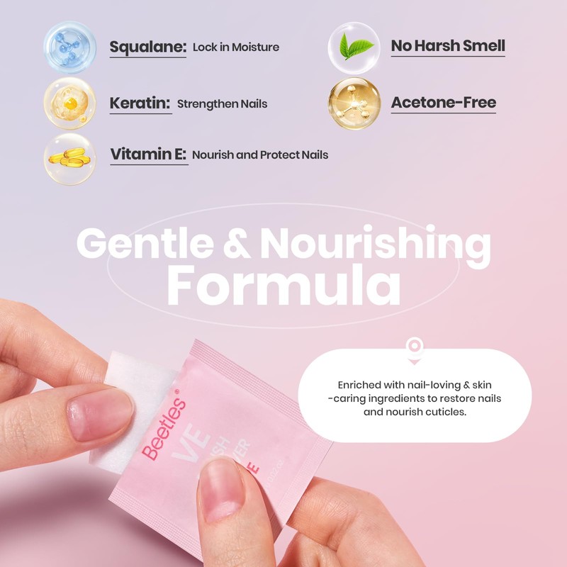 Beetles Nail Polish Remover Pads - 50 Count Nail Scrubbers