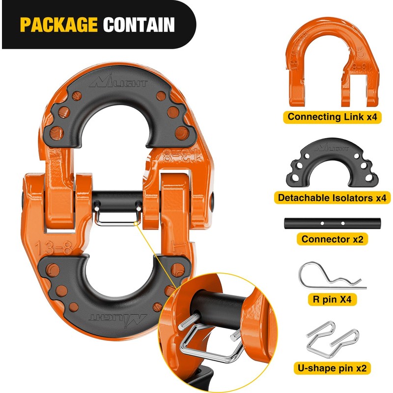 Nilight Safety Chain Connector Link, 1/2In Tow Hitch Hammerlock Coupling