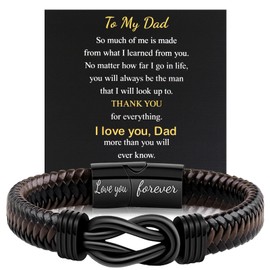 UxClishe Mens Leather Bracelet, Braided Bracelet for Men Dad Husband Son Gifts-To My Dad