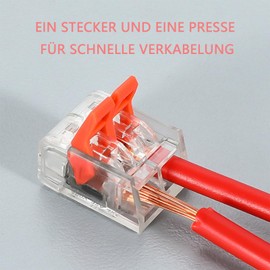 50 Stück Kabelverbinder, Kabelklemmen Elektro, Verbindungsklemme mit Betätigungshebel, Kabelklemmen 2 polig, 4mm² Leiter Klemme, 250V, 32A, Schnellanschlussklemme, für Kabelanschluss