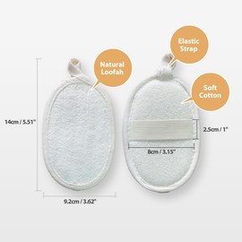 2 Pcs Loofah Sponge Pads, Natural Loofah Exfoliating Sponge Pads, Luffa Shower Scrubber for Body for Women Men (Beige)