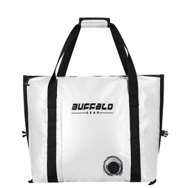 Buffalo Gear Insulated Fish Bag Cooler Flat Bottom-35L Waterproof Fish Kill Bag,Small Fishing Bag Leakproof Fish Cooler (White)