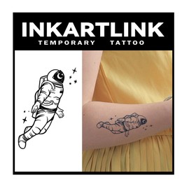 INKARTLINK Tattoo Tech, 2 Sheets Medium Semi Permanent Tattoo, Adult Art Design Temporary Tattoos, Lasts 1-2 Weeks, Waterproof, Realistic Look, No Adhesive, No Reflection (Roaming the Universe Design)