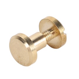 Brass Flat Head Studs Brass Threaded Leather Craft Screws Nail Rivet Leathercraft Repair,Flat Leather Rivets Binding Screws Assortment Kit for Purse Wallet (4mm / 0.16in)