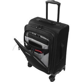 WallyBags Solutions Expandable Spinner Carry-On with Padded Laptop and Electronics Pockets, Black, 20-Inch