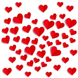 120 Pcs 3D Heart Wall Stickers Valentines Day Wall Decorations Waterproof Red Heart Walls Decals Love Hearts PVC Walls Stickers Decal for Wedding Anniversary Party Bedroom Home School Office Decor