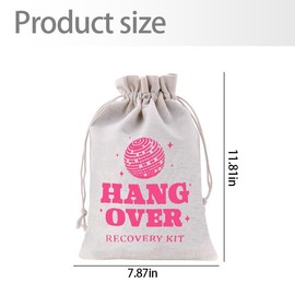 Discoball Hangover Recovery Kit Pouch Muslin Drawstring Bag Bridal Shower Bachelorette Welcome Party Favor Bags for 70's Themed Music Party Supply Hangover Kit Bag Wedding Gift Wrapping Bag