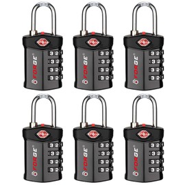 Forge TSA Approved Luggage Locks for Air Travel, Gym Lockers, School Lockers, Pelican Cases, Easy Read Dials, Durable Alloy Body, Black 6 Pack.