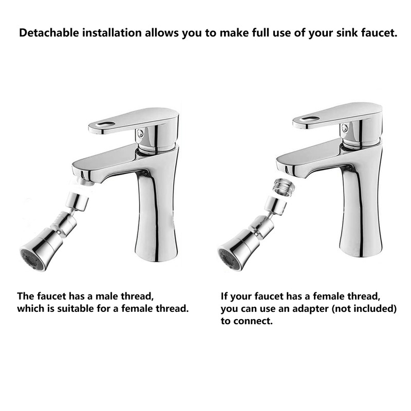 720 Degree Tap Aerator 24mm/0.9in Diameter Big Angle 5 Functions