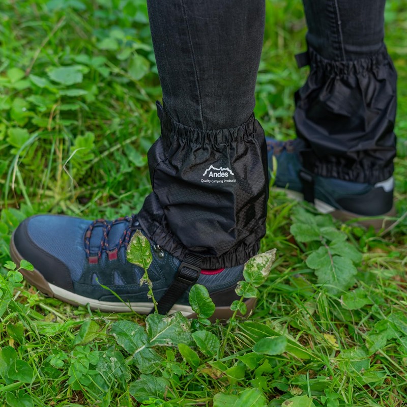 Andes Black Waterproof Ankle Gaiters, For Walking, Trekking, Hiking Boots