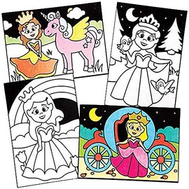Baker Ross FE281 Princess Colour-in Pictures - Pack of 10, Make Your Own Picture Crafts, Craft Set for Children to Decorate, Creative Activities for Kids, Black